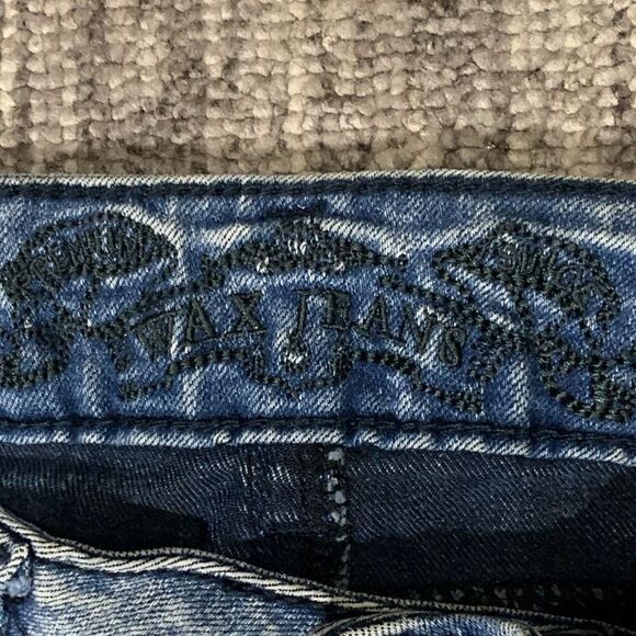 Wax Jeans Womens 11 Denim Low Rise‎ Blue Zip Fly Pockets Straight Leg Stretch - Picture 2 of 8